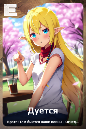 Карточка персонажа Дуется