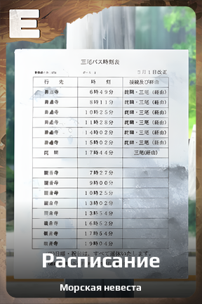 Карточка персонажа Расписание